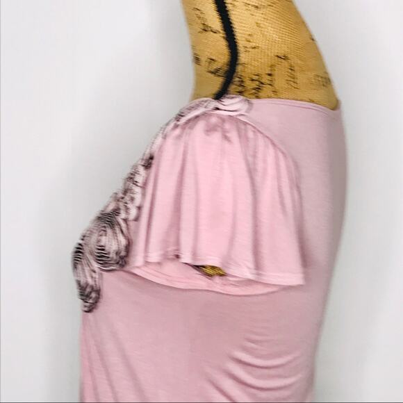 Soprano Women's Size Small Dusty Pink Knit Top-Fabric Roses-Romantic-Girly - Picture 5 of 8